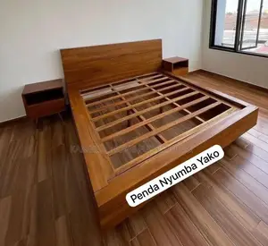 Airbnb Luxury Bed Ya 5/6 Material Ni Mbao Ya Mbinga Na Bedside Zake