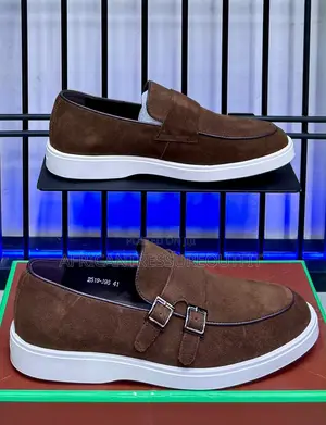 Santoni Loafer Casual Double Monk Strap Rubber Sole and Soft Suede
