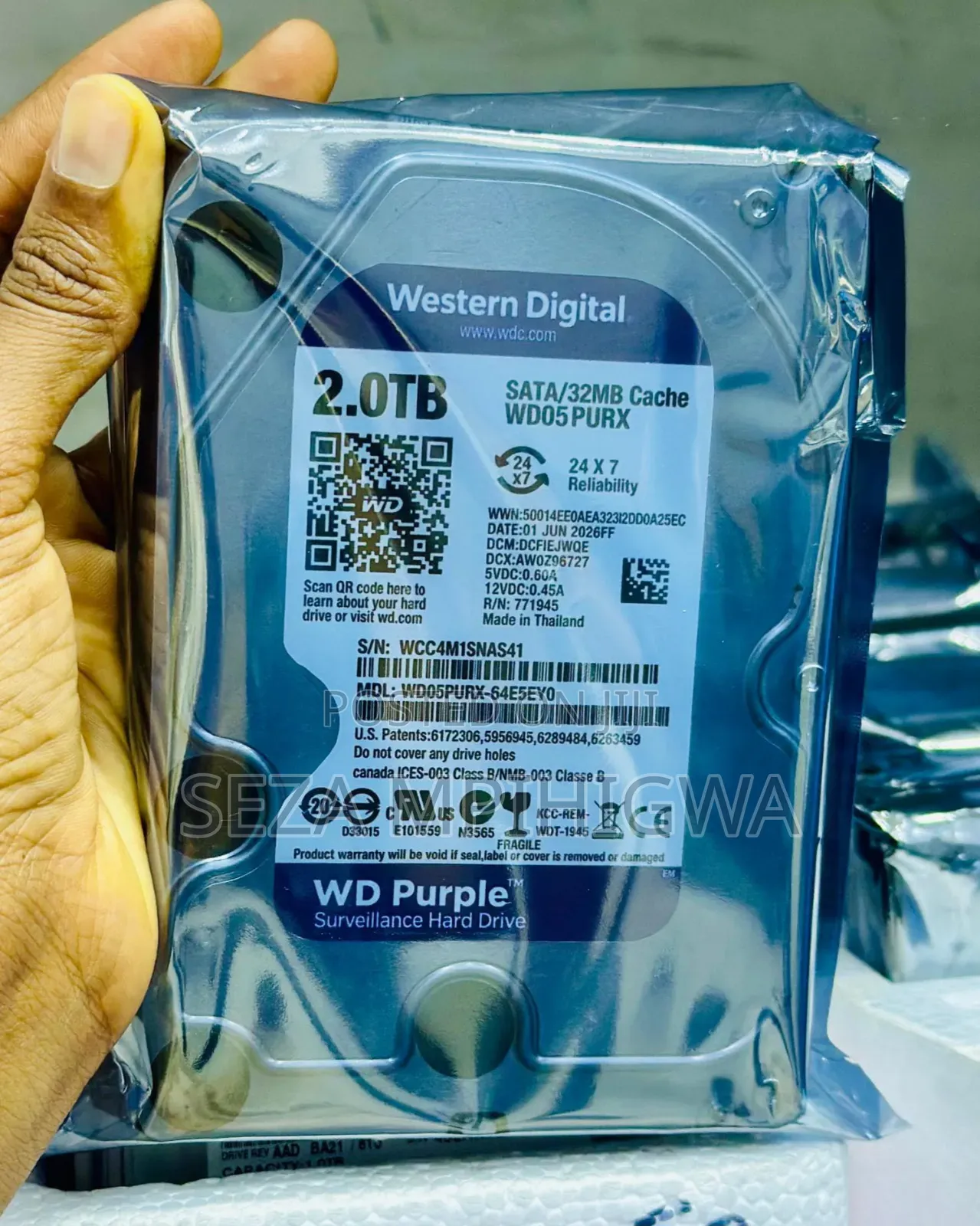 WD Purple 2TB Surveillance Hard Drive (HDD)