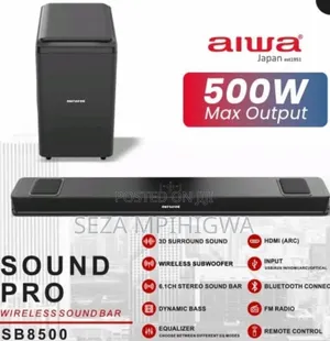 Aiwa Sound Pro SB8500 Wireless Soundbar With Wireless Subwoofer (500W