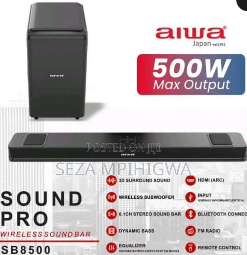 Aiwa Sound Pro SB8500 Wireless Soundbar With Wireless Subwoofer (500W