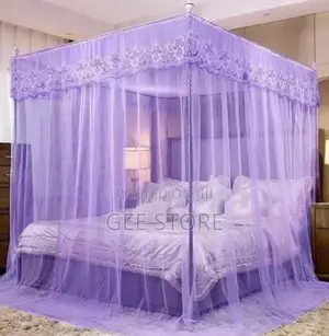 Purple 4-Corner Princess Bed Canopy Mosquito Net