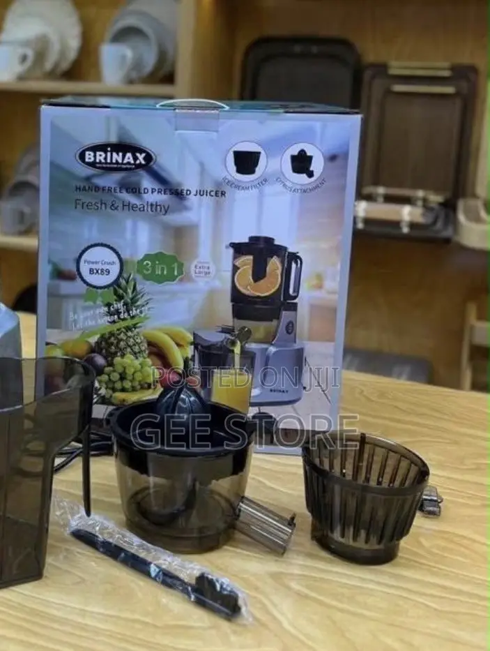 Brinax Hand Free Cold Pressed Juicer (3-in-1, Model BX89