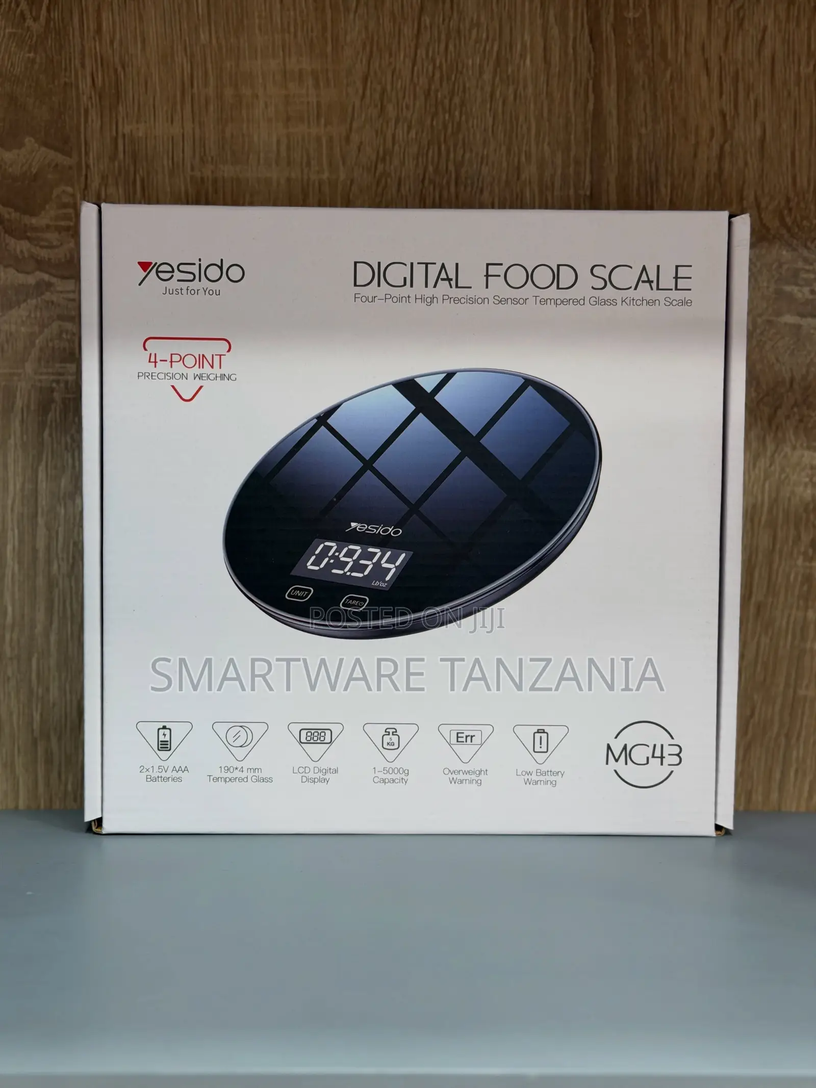 Yesido Digital Food Scale With 4-Point High Precision Sensor, 5000g