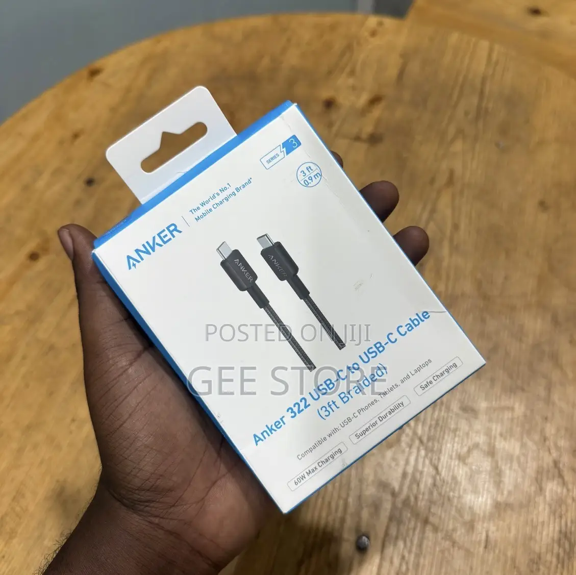 Anker 322 USB-C to USB-C Cable (3ft / 0.9m, Braided, 60W)