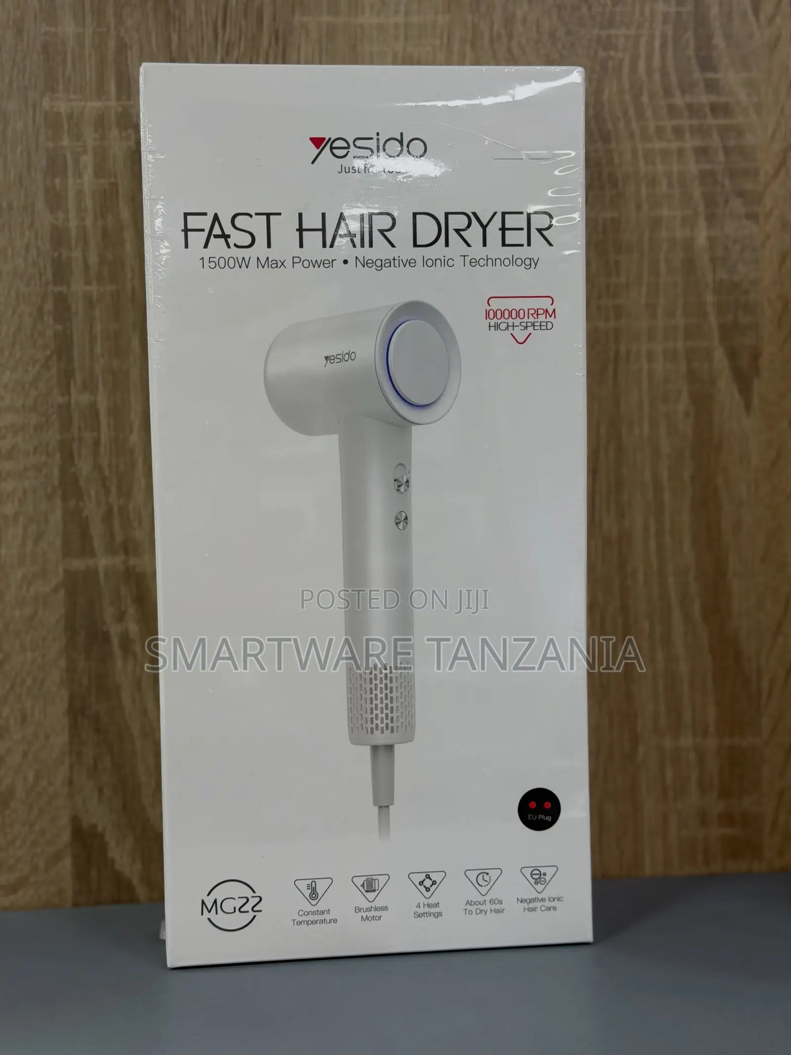 Yesido Fast Hair Dryer, 1500W Power Negative Ionic Technology, EU Plug