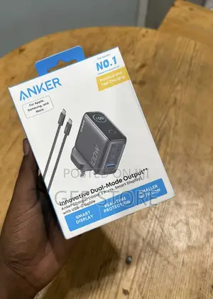 Anker Charger (100W, 3 Ports, Smart Display) With a USB-C Cable