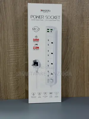 Yesido Power Socket 3250W Rated Power, 2M Length, 4 UK Sockets, 4 USB