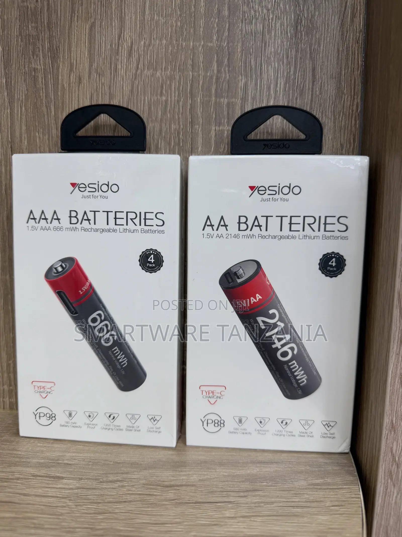 Yesido AA Rechargeable Lithium Batteries 1.5V 2146 mWh 4-Pack