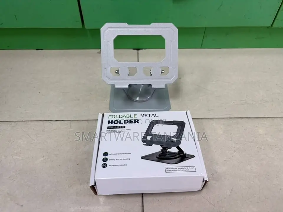 Foldable Metal Tablet and Phone Holder With 360-Degree Rotation