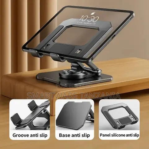 Foldable Metal Tablet and Phone Holder With 360-Degree Rotation