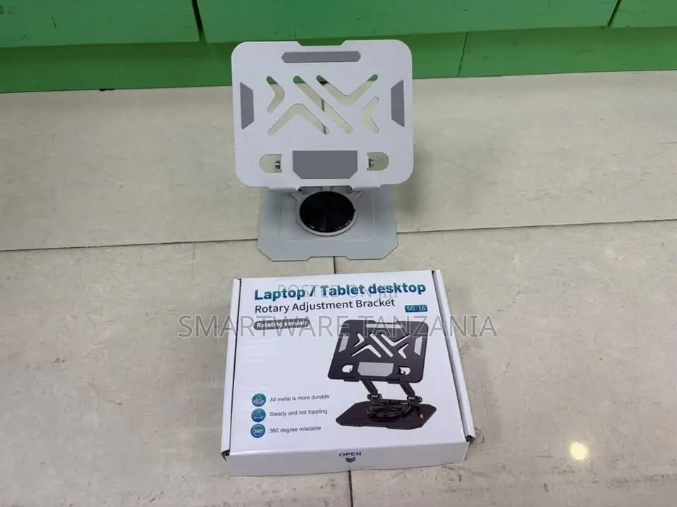 Laptop Tablet Desktop Stand, Adjustable Height, 360-Degree Rotation