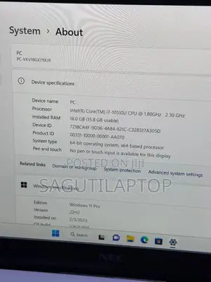 Laptop NEC N22A 16GB Intel Core i7 SSD 256GB