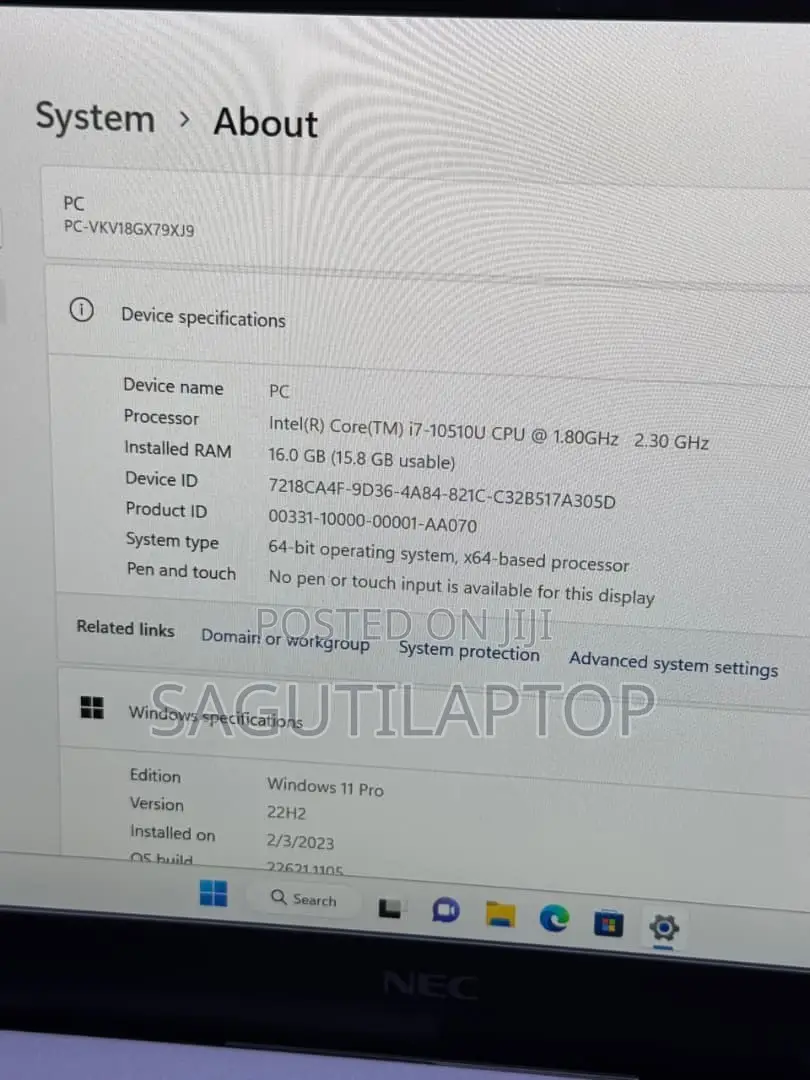 Laptop NEC N22A 16GB Intel Core i7 SSD 256GB