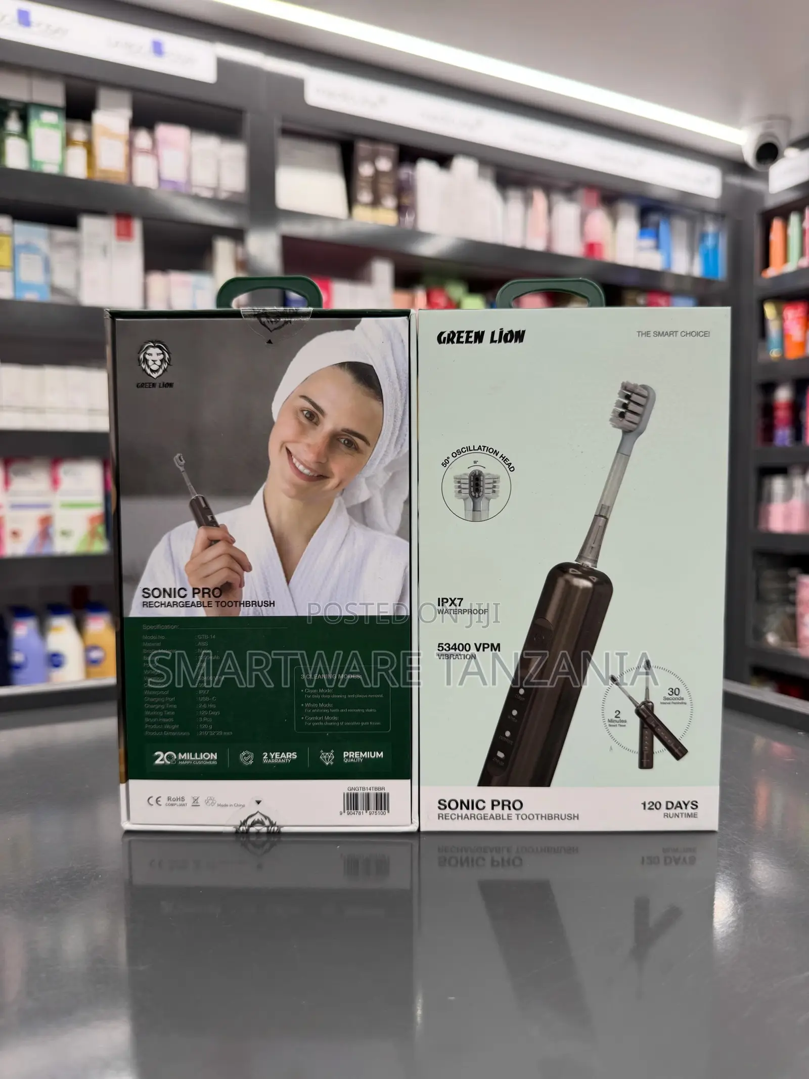 Green Lion Sonic Pro Rechargeable Toothbrush, IPX7 Waterproof Rating