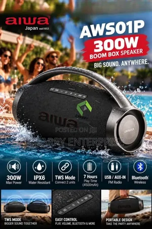 Aiwa Aws01p 300w Portable Wireless Speaker From Japan