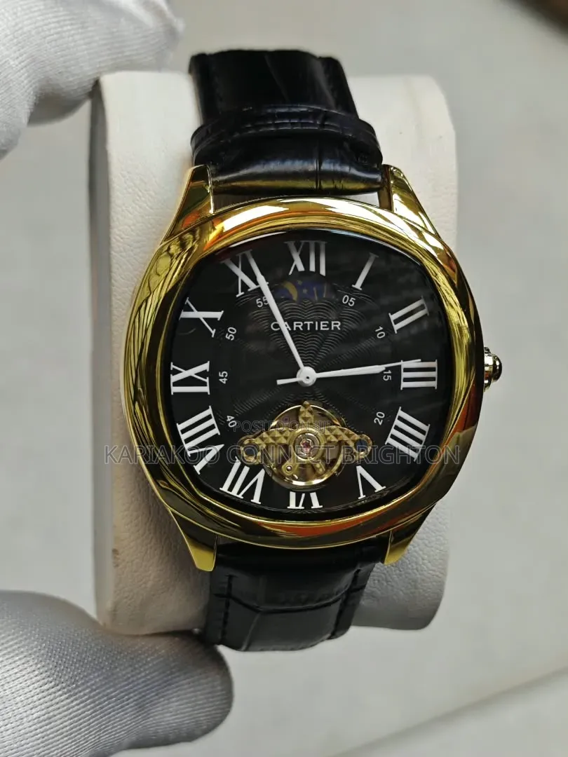 Gold-Tone Stainless Steel Luxury Watch With Green Dial,
