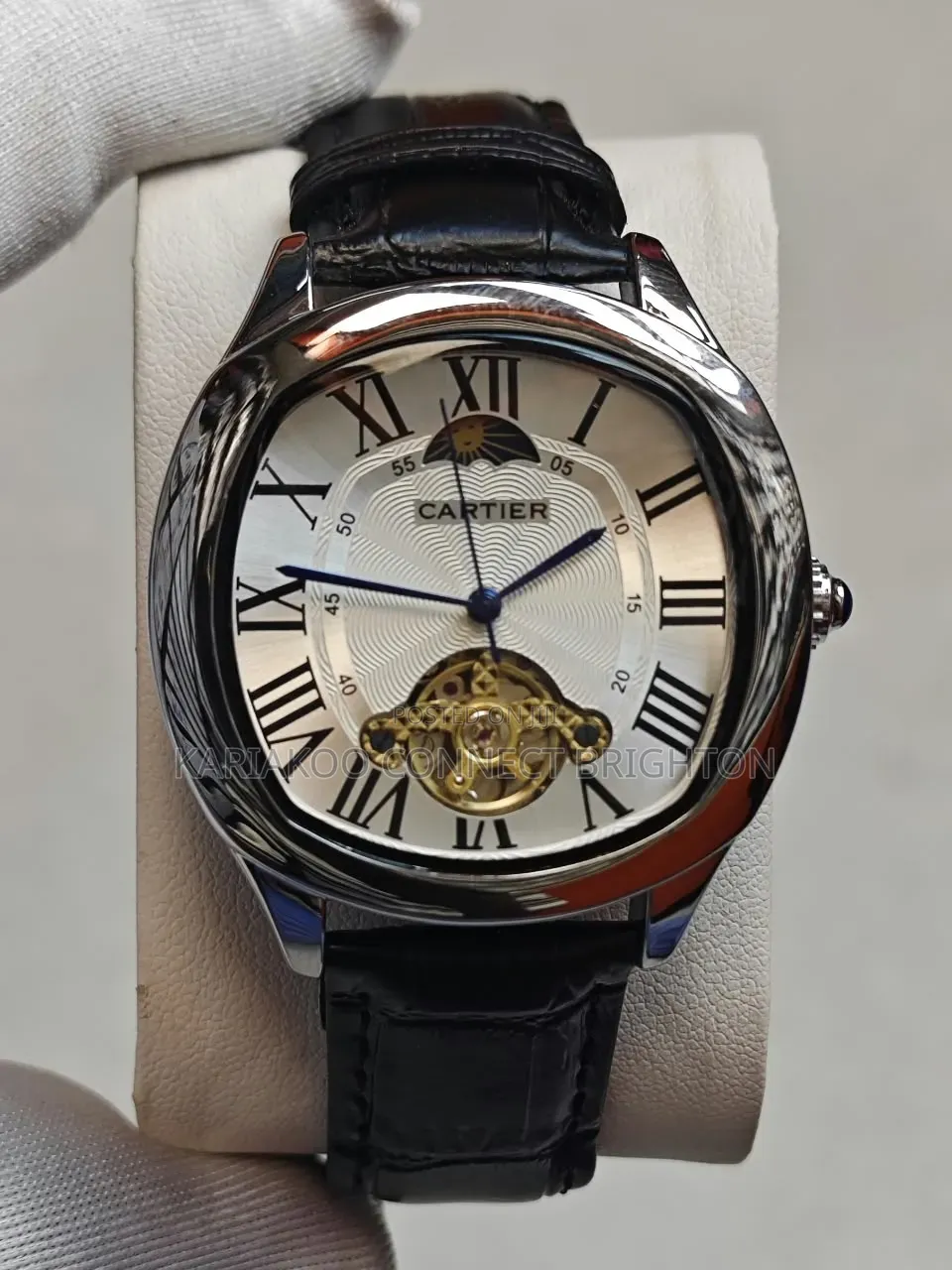 Gold-Tone Stainless Steel Luxury Watch With Green Dial,