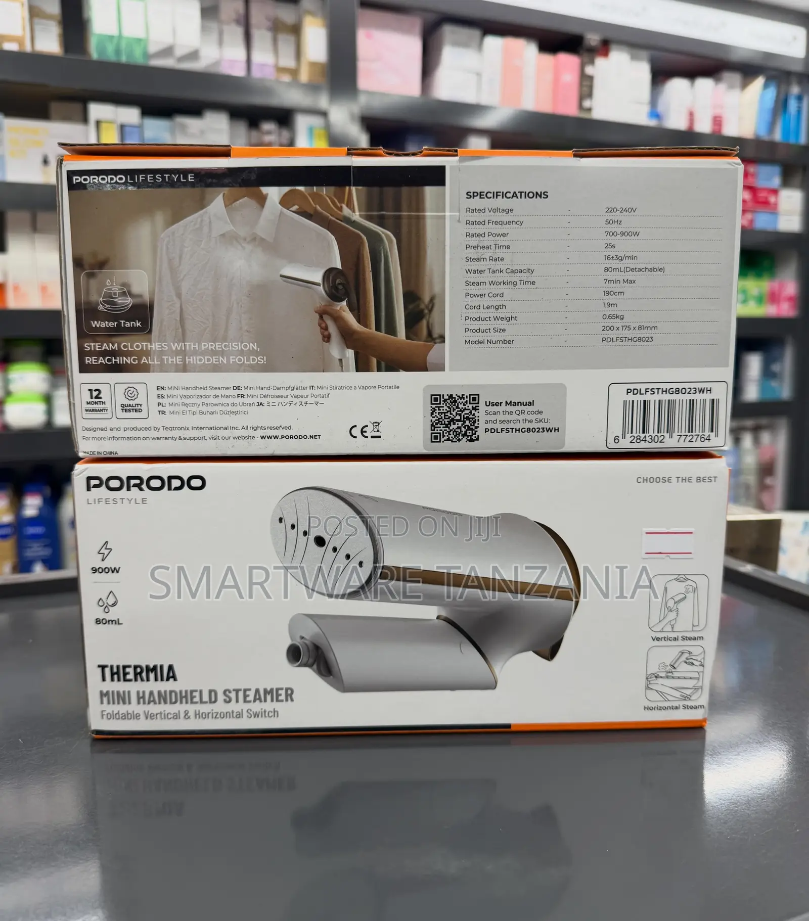 Porodo Mini Handheld Steamer, 900W Power, 80ml, Vertical/Horizontal
