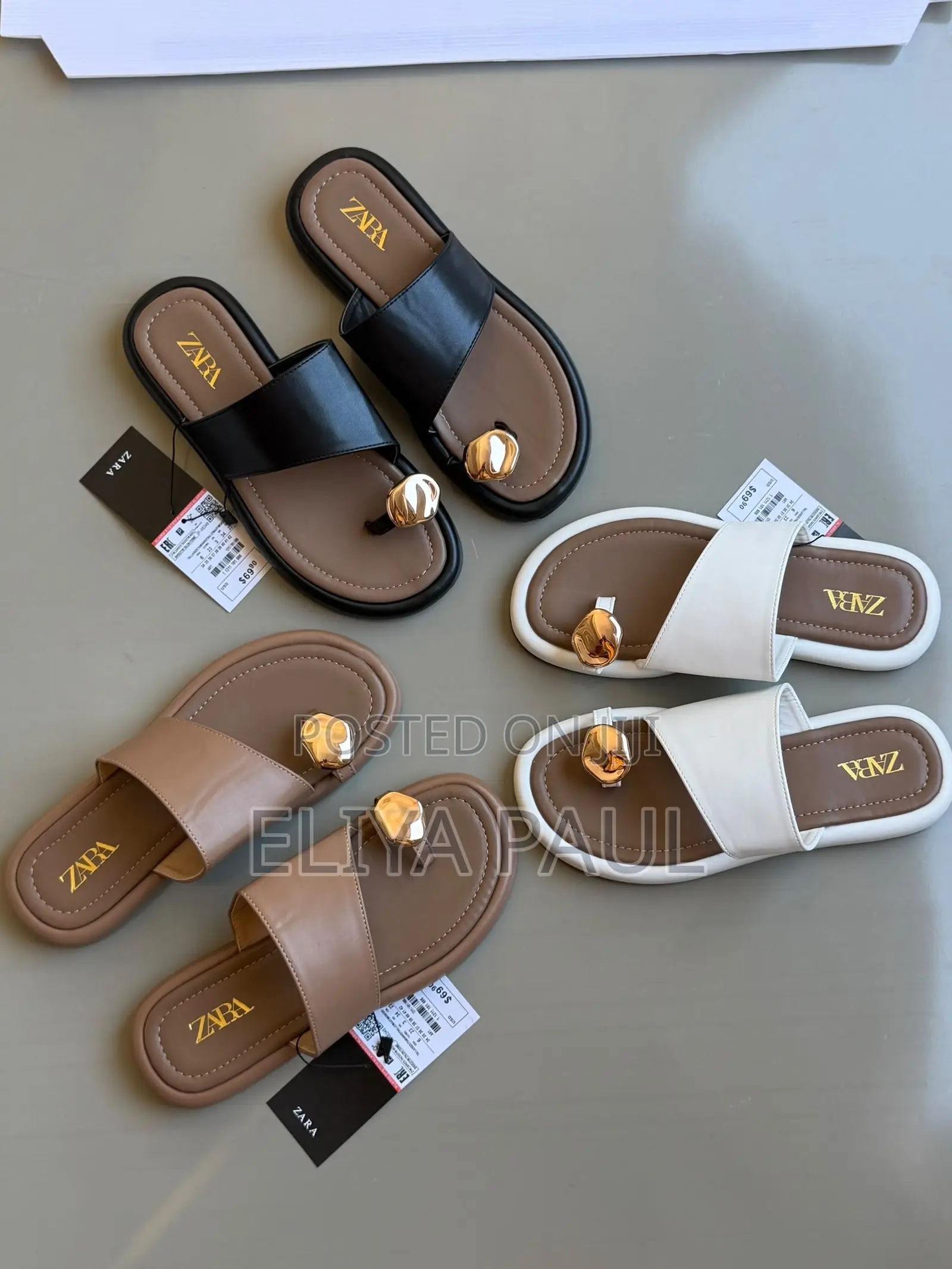 Zara Flat Sandal Gold Detail