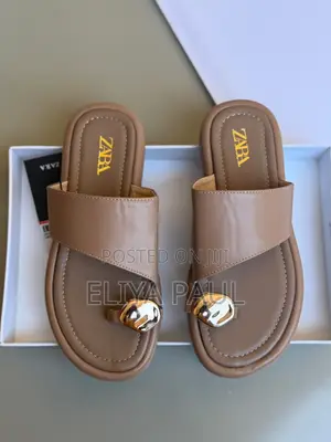 Zara Flat Sandal Gold Detail