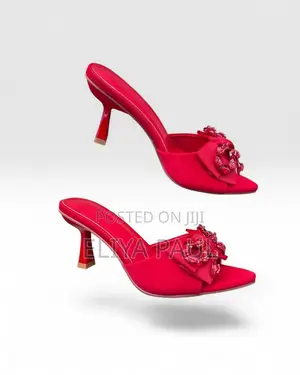 Heel Mules Zara Red and Black