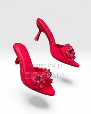 Heel Mules Zara Red and Black