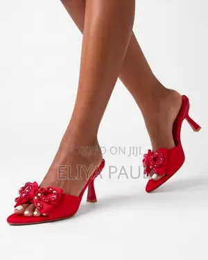 Heel Mules Zara Red and Black