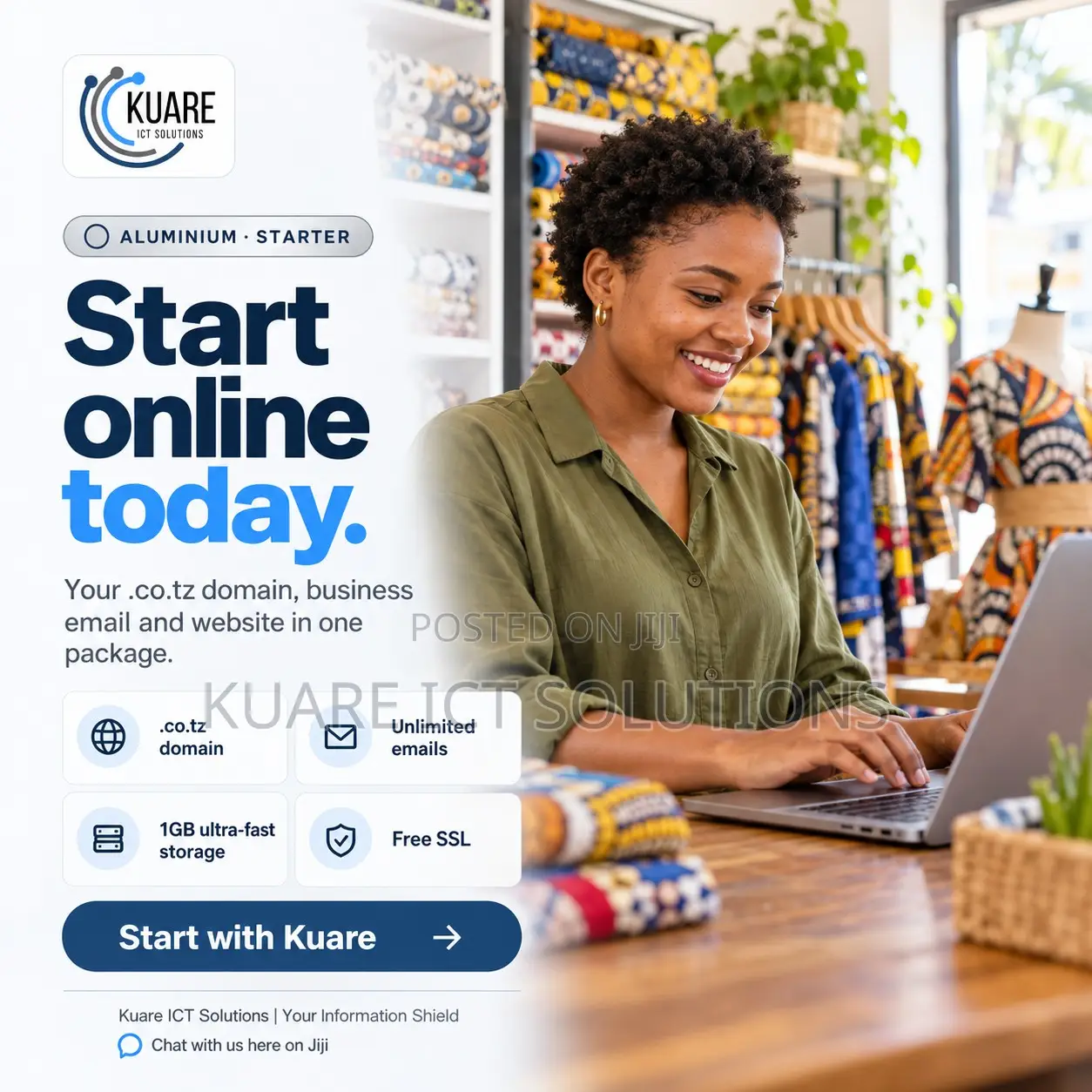 Web Hosting + Domain .co.tz + Business Email | Aluminium 120k/Year