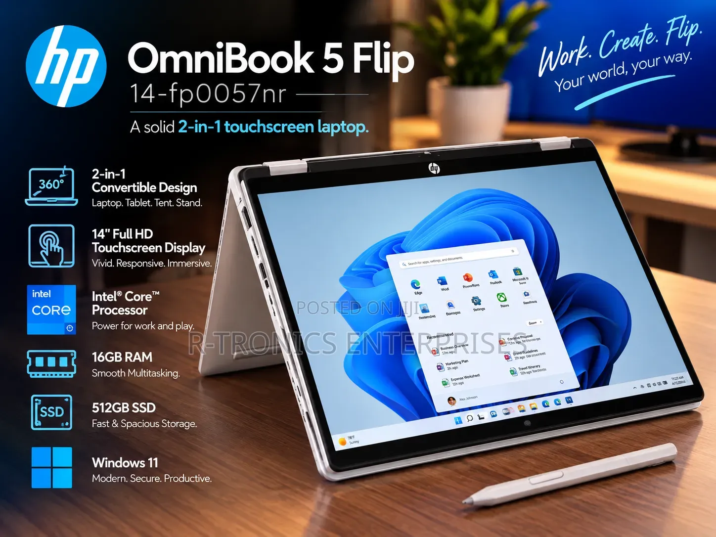 New Laptop HP OmniBook 5 Flip 14-fp0023dx 8GB Intel Core 5 SSD 256GB