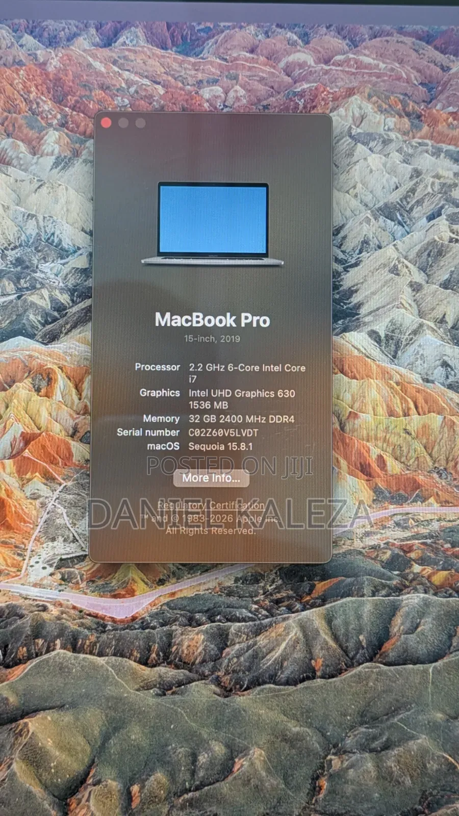 Laptop Apple MacBook Pro 2019 32GB Intel Core i7 SSD 256GB