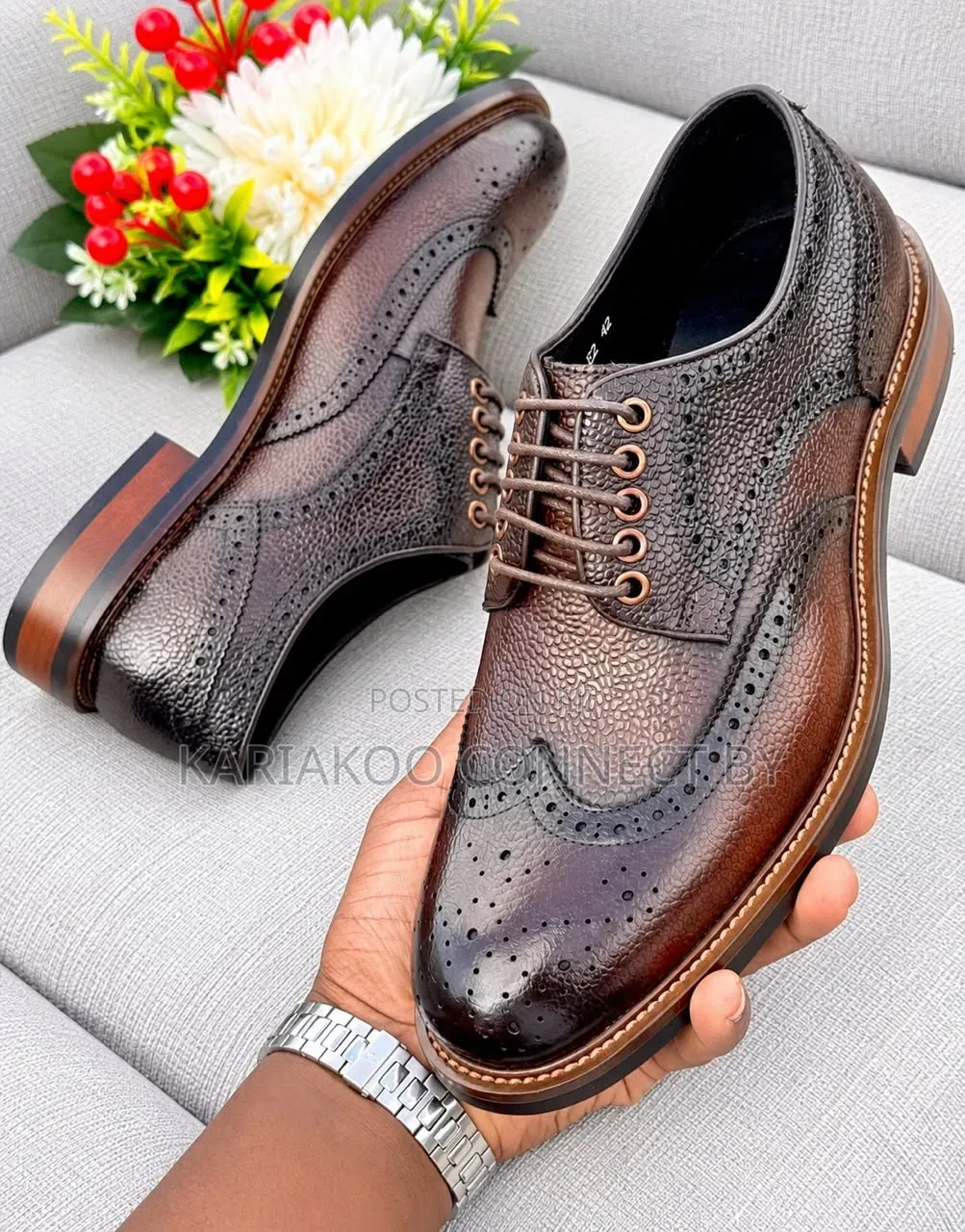 Men's Classic Wingtip Brogue Leather Shoes