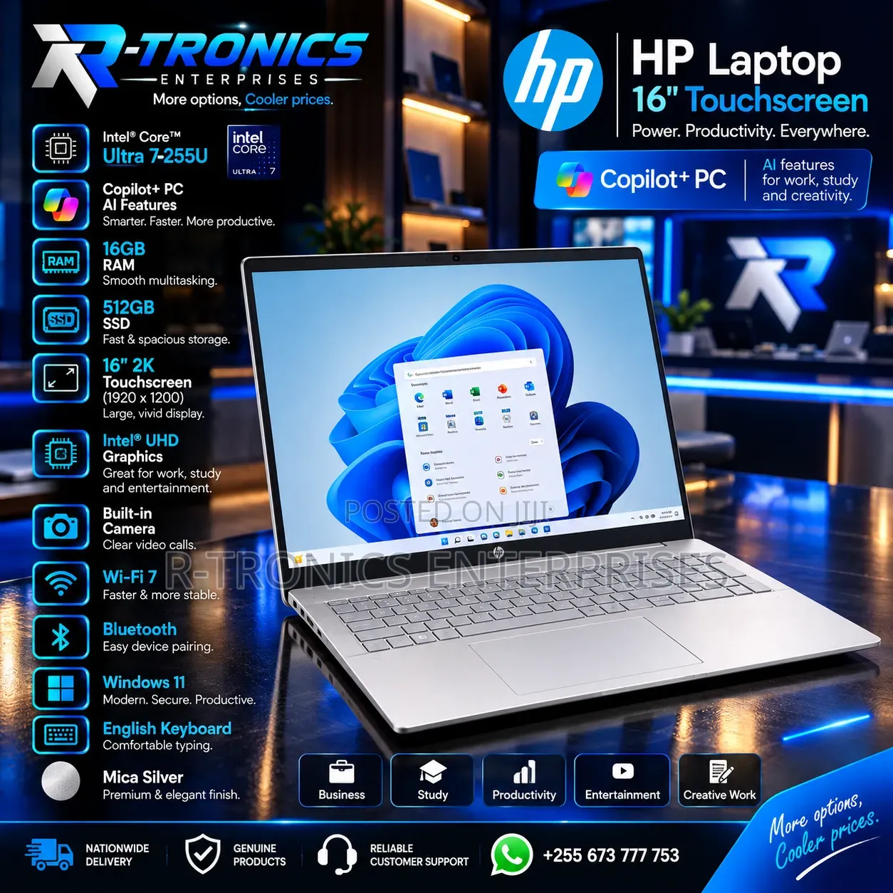 New Laptop HP OmniBook 3 16GB Intel Core Ultra 7 SSD 512GB