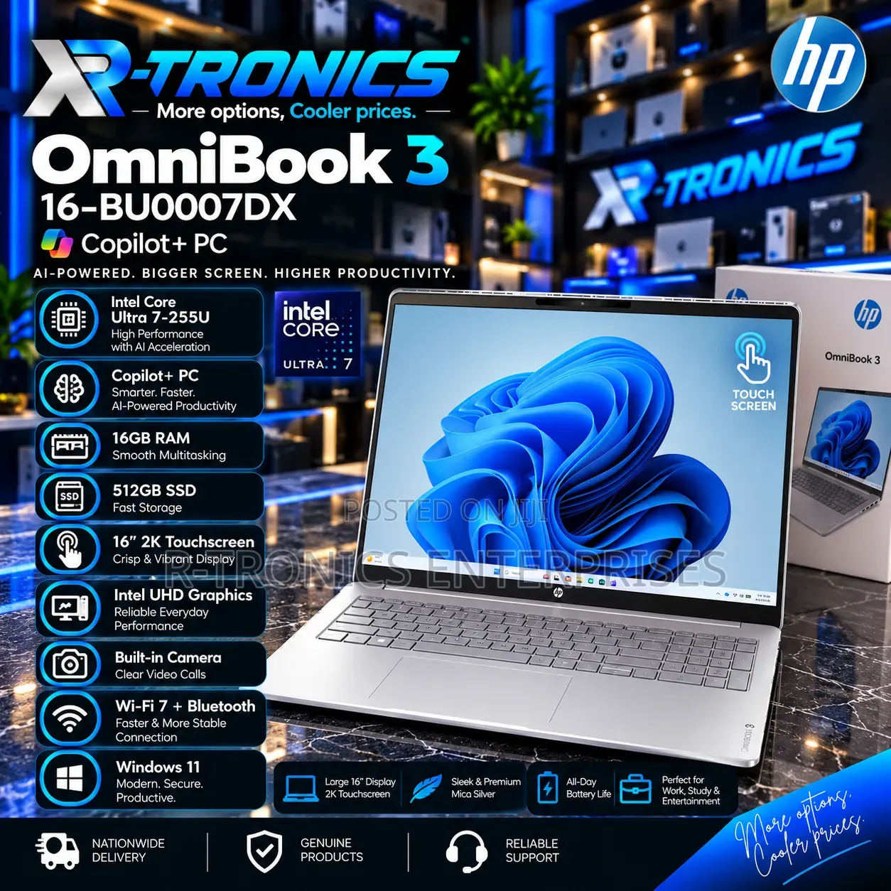 New Laptop HP OmniBook 3 16GB Intel Core Ultra 7 SSD 512GB