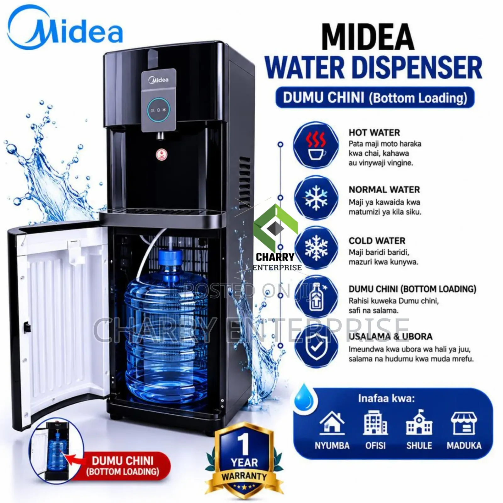 Midea Water Dispenser Bottom Loading Best Quality Ya Kuweka Dumu Chini