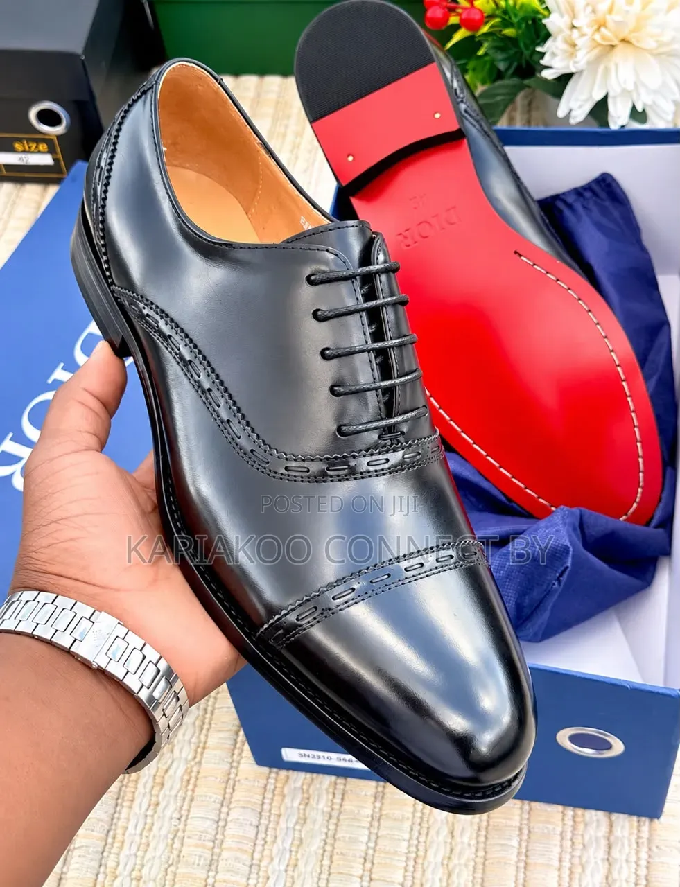 DIOR Men's Executive Cap-Toe Oxford Leather Shoes
