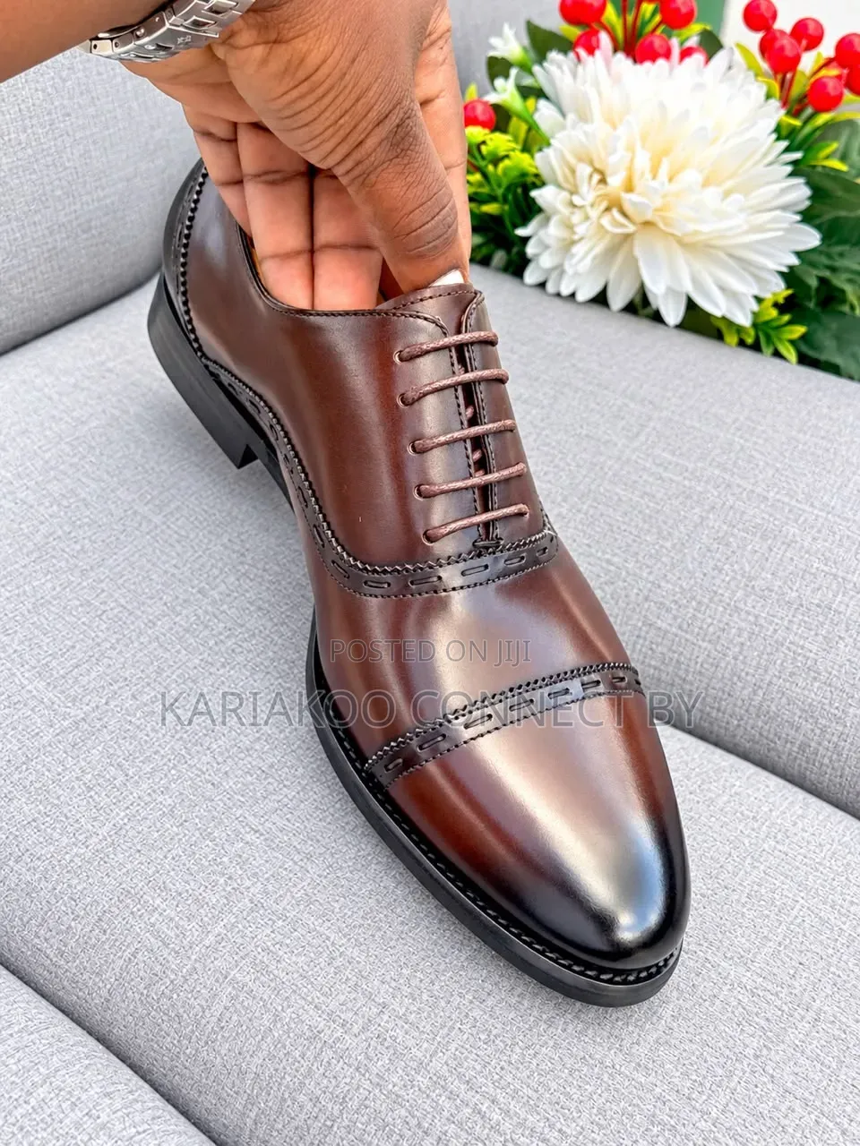 DIOR Men's Executive Cap-Toe Oxford Leather Shoes