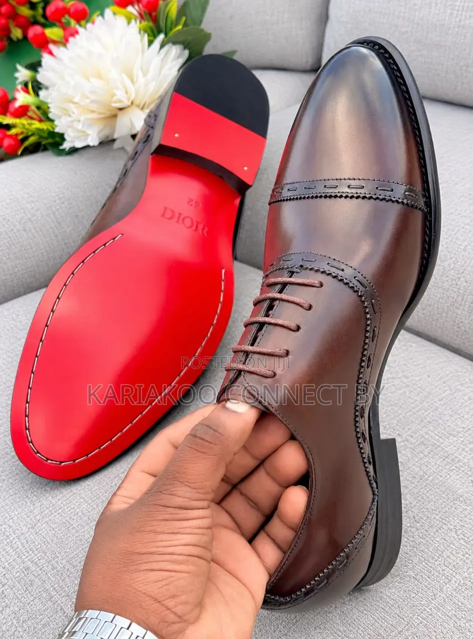 DIOR Men's Executive Cap-Toe Oxford Leather Shoes