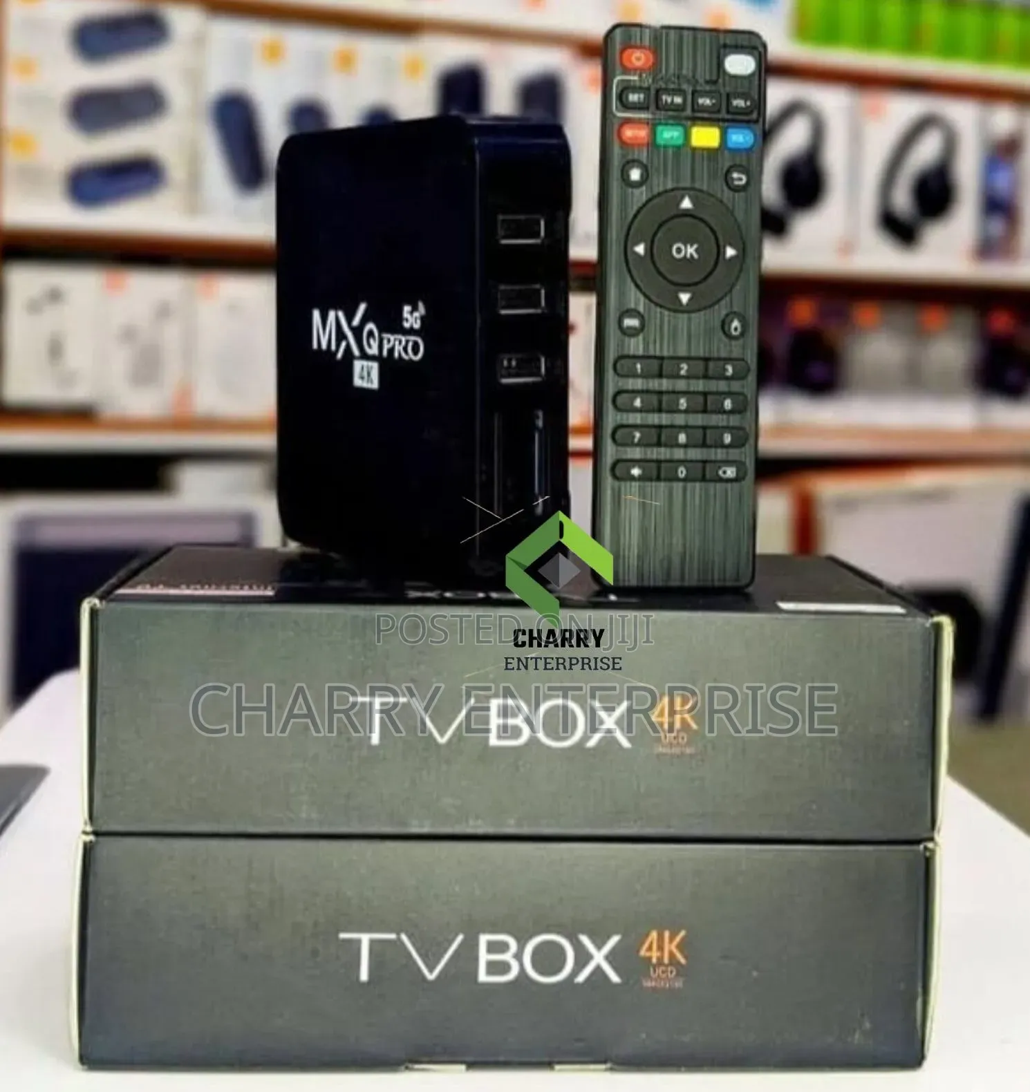 MXQ Pro 5G 4K Android TV Box With Its Remote Control