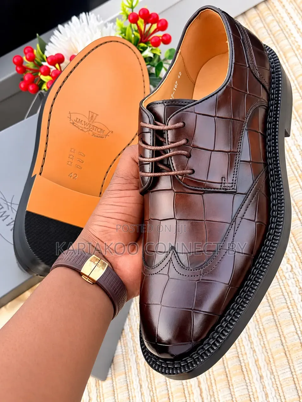 Men's Executive Wingtip Crocodile Pattern Leather Shoes