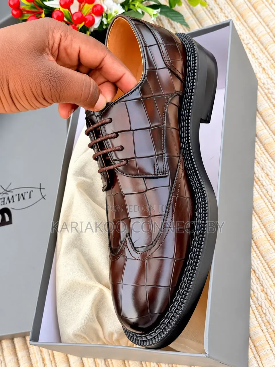 Men's Executive Wingtip Crocodile Pattern Leather Shoes