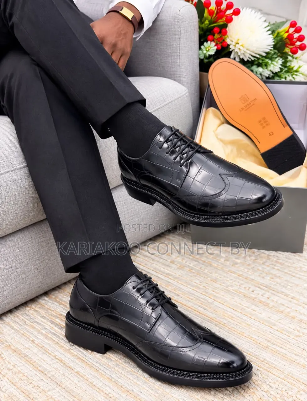Men's Executive Wingtip Crocodile Pattern Leather Shoes