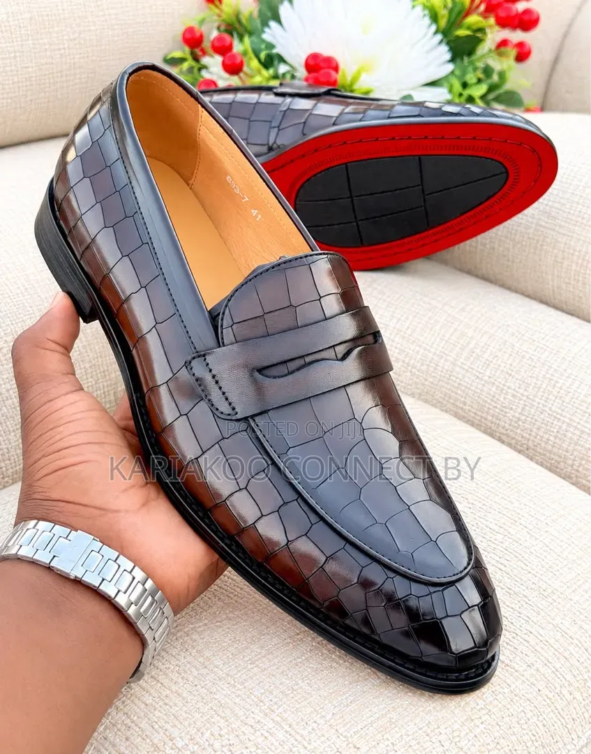 Men's Luxury Crocodile Embossed Penny Loafers