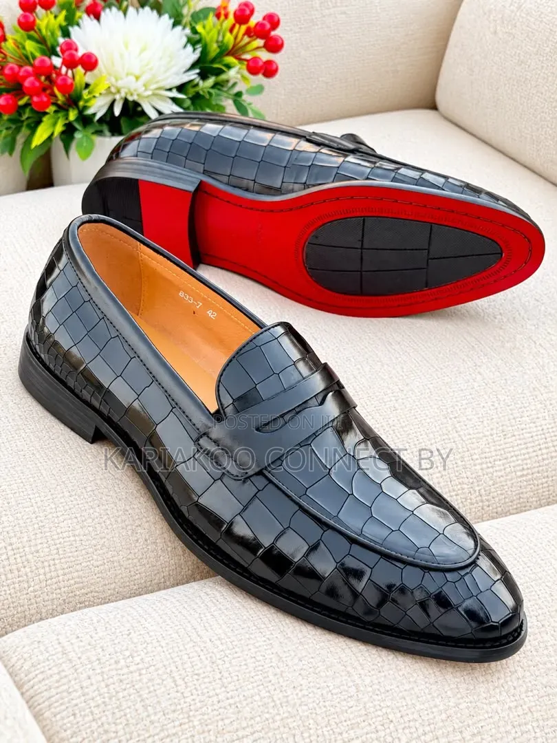 Men's Luxury Crocodile Embossed Penny Loafers