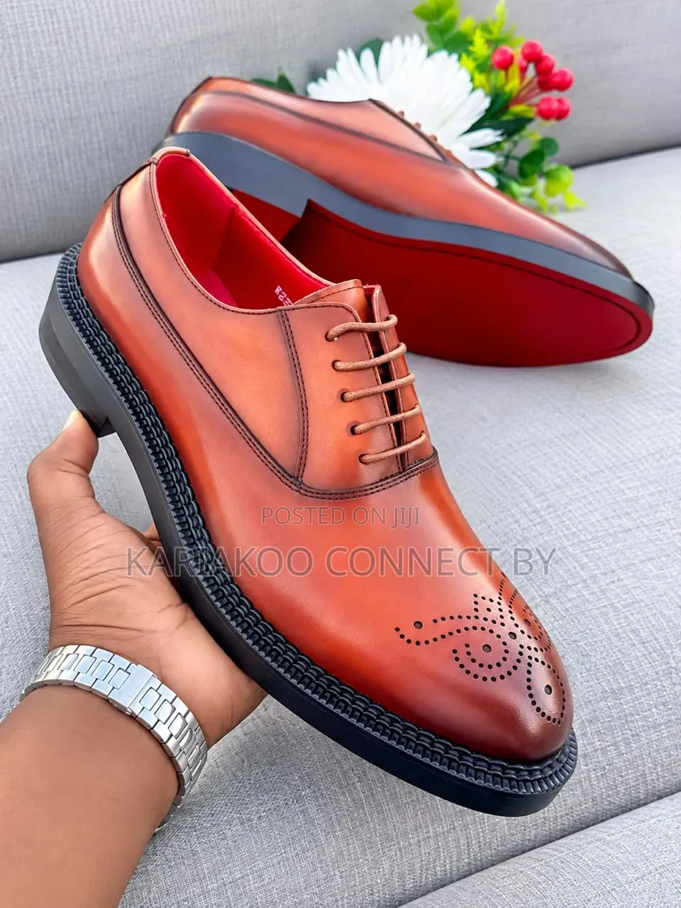 J.M. WESTON Men's Medallion Brogue Derby Shoes