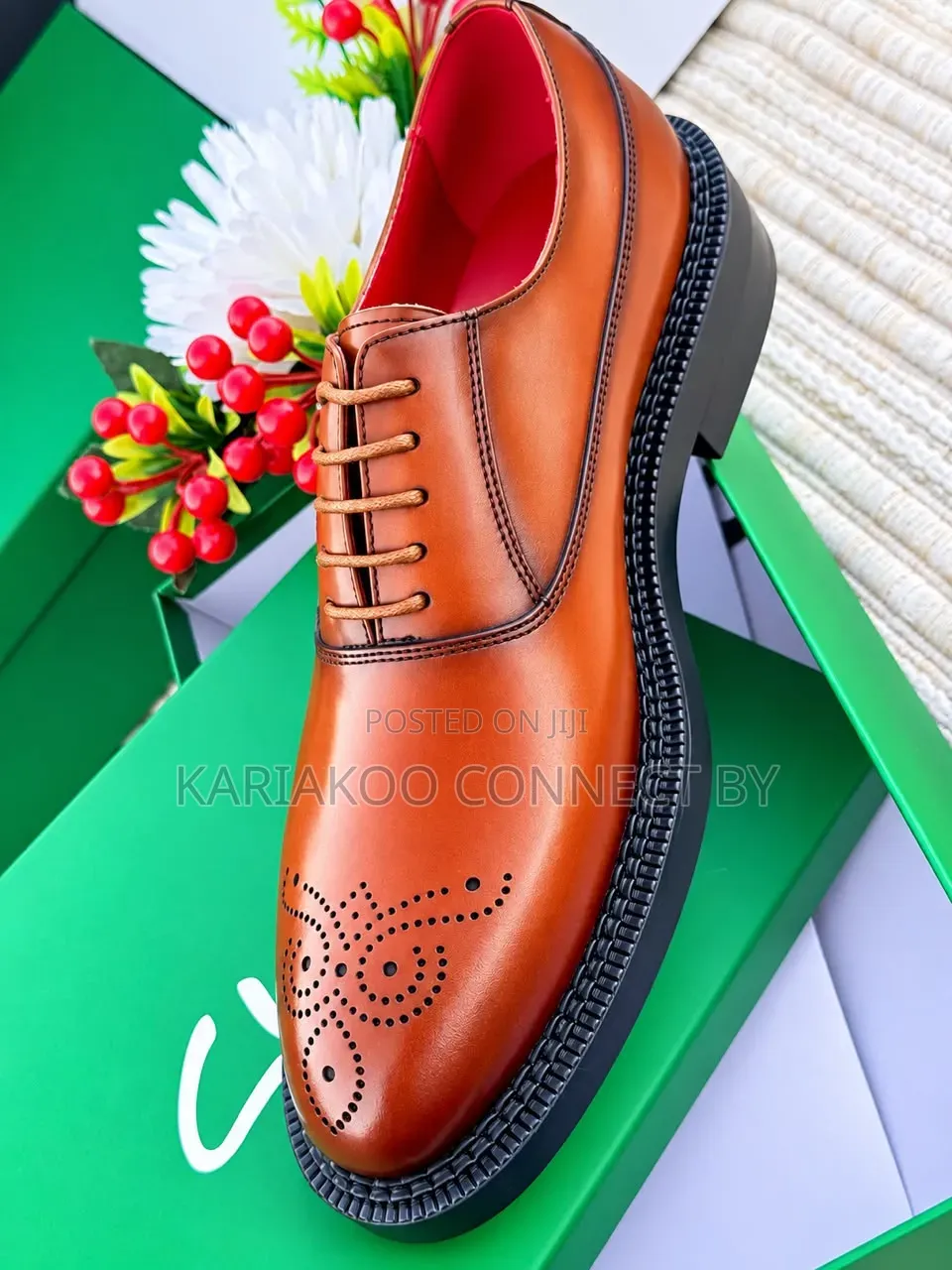 J.M. WESTON Men's Medallion Brogue Derby Shoes