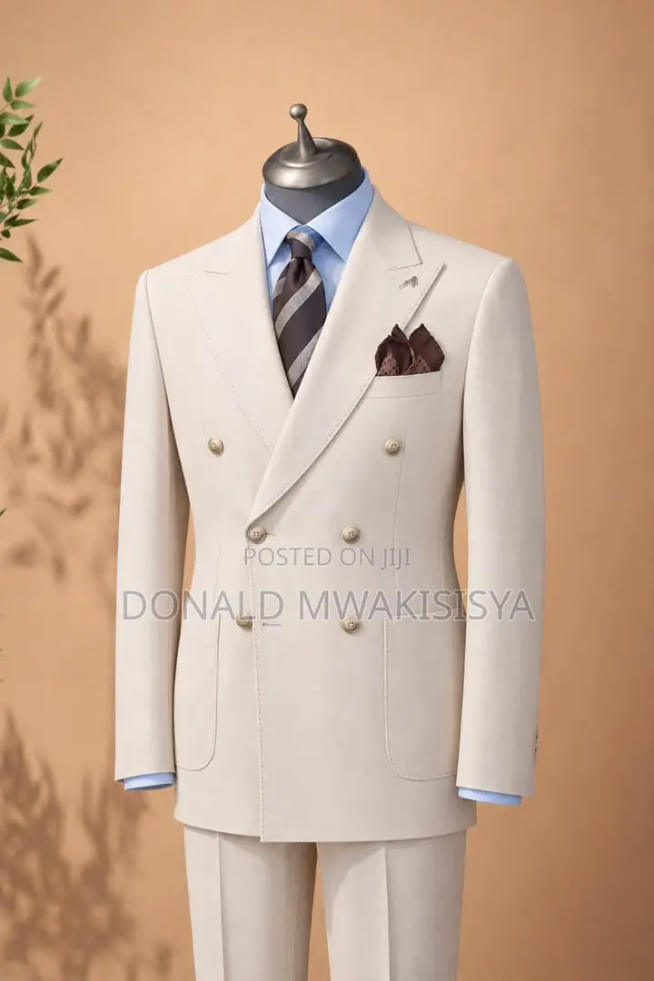 *Turkey Double Breasted Suit - Cream White*