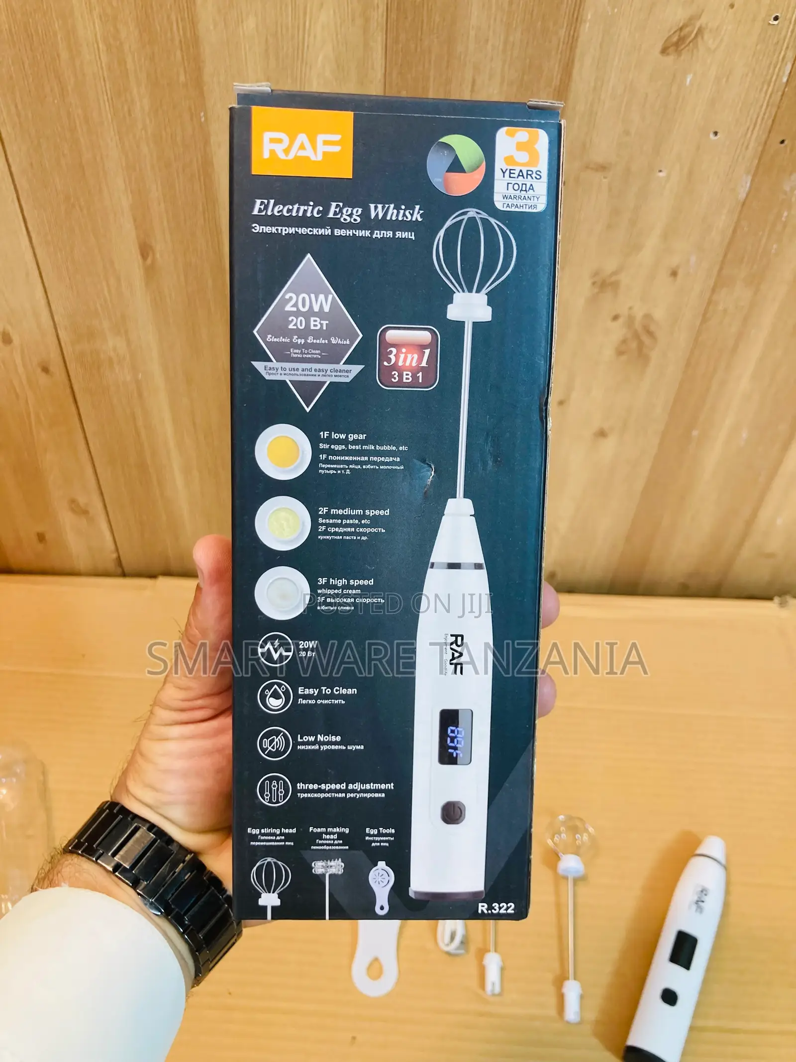 RAF Electric Milk Frother With 2 Attachments Frother & Egg Whisk