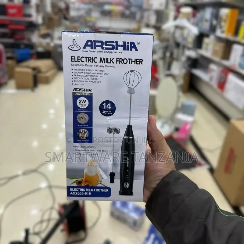 Arshia Milk Frother & Coffee Maker, 2-in-1 Handheld With Egg Whisk