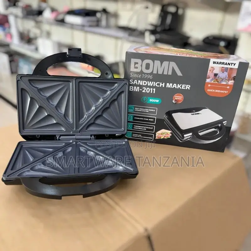 BOMA Sandwich Maker BM-2011, Stainless Steel Body, Non-Stick Plates